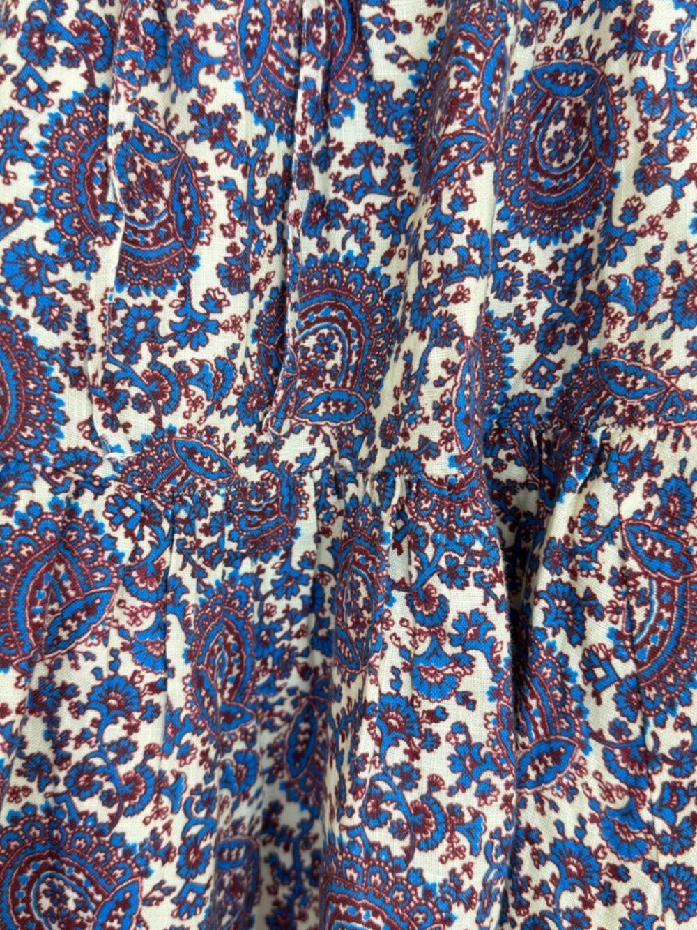 J.Crew NWOT Linen Paisley Mini Skirt Blue Ivory Boho Tiered Flowy Size XL - Picture 6 of 16